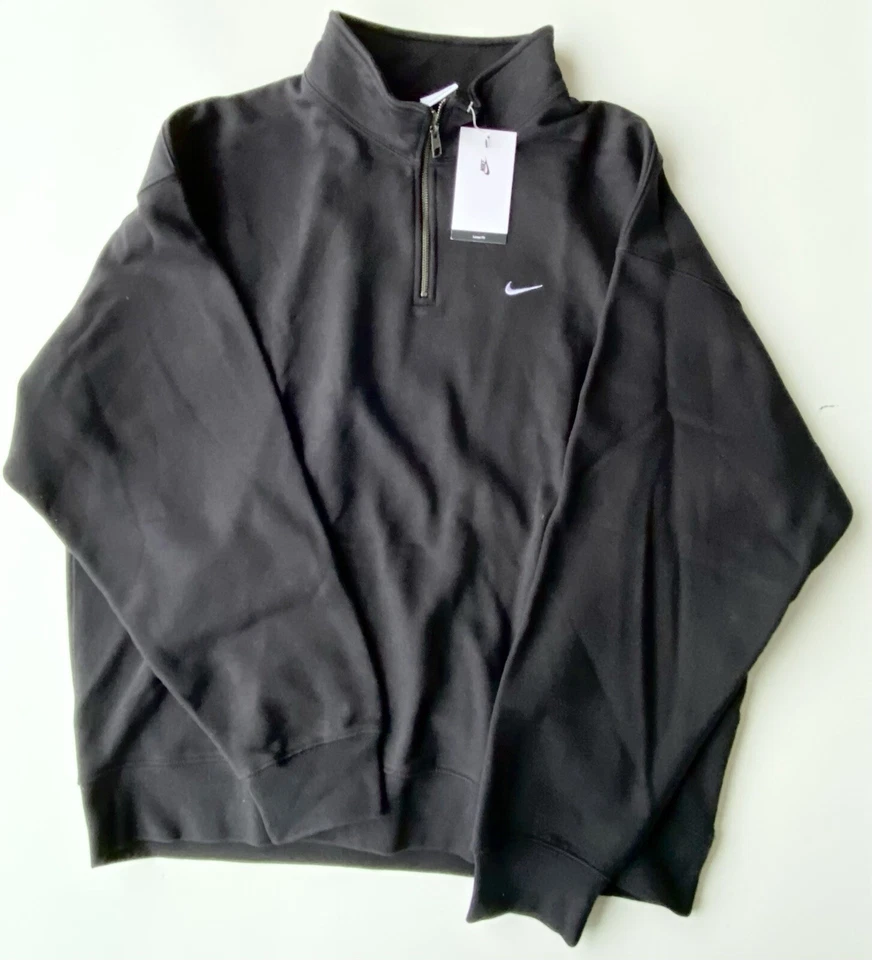 Nike Solo Swoosh 1/4 Quarter-Zip Top Sweatshirt DQ5209-010 Black Men’s Sz S