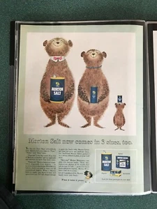 Morton Salt 1956 Werbung mit den 3 Bären zeigt 3 Produktgrößen - Bild 1 von 1