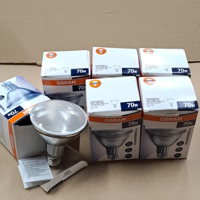 6 x 70 Watt PAR 30 Light Bulbs E27 by Osram Powerball Metal Halide Cool White - Image 1 of 4