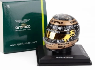 MODELLINO CASCO HELMET 1:5 F1 SPARK F. ALONSO TEAM ASTON MARTIN GP MESSICO 2024 - Immagine 1 di 4