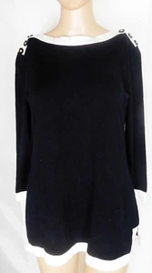 Cable & Gauge Women's Sweater Tunic Size S   Black/White   Button Accents - Picture 1 of 5