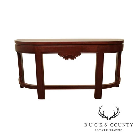Asian Influenced Mahogany 60 inch Demilune Console Table Cover