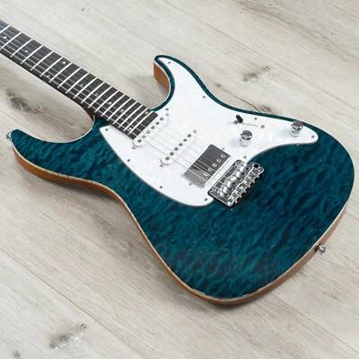 Guitarra Mayones Aquila Elite V24 6 HSS, 4A Arce Acolchado, Brillo Trans Turquesa Foto 1 de 4