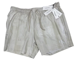  XXL Men’s Swim Trunks Calvin Klein NWT Beige Stripe  7" Stretch UPF 40+ - Picture 1 of 11