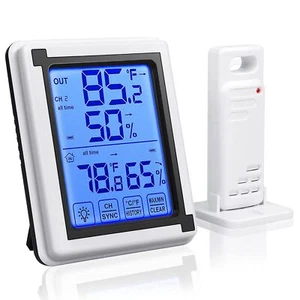 Digital LCD Indoor Outdoor Weather Station Clock Calendar Thermometer Wireless - Picture 1 of 6