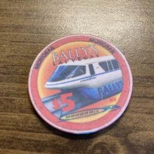$5    Ballys Monorail Rare las vegas  casino chip - Picture 1 of 2