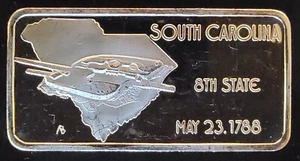 South Carolina 8th State USA Hamilton Mint Bullion - 999 Silber 1 Unze Oz Kunstbarren - Bild 1 von 2
