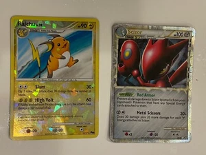 2 Pokemon Cards Raichu Lv39 Reverse Holo 3/17 & Scizor 84/90 Holo - Picture 1 of 5
