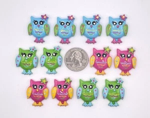 12 Stck. x 1 1/8 Zoll Harz Baby HOOT EULE Flatback Verzierungen/niedlich SB567 - Bild 1 von 5