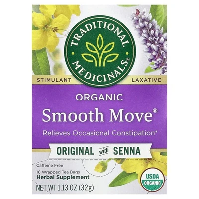 Organic Smooth Move®, Original con Senna, Sin Cafeína, 16 Bolsas de Té Envueltas, Foto 1 de 3