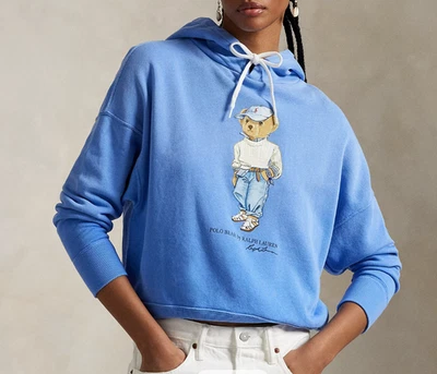 Polo Ralph Lauren Women's Polo Bear Fleece Hoodie Size US Medium Summer Blue - Image 1 of 4