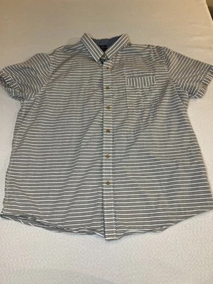 American Rag Short Sleeve Button Up Collared Grey/white Striped Men’s Size XXL - Image 1 of 4