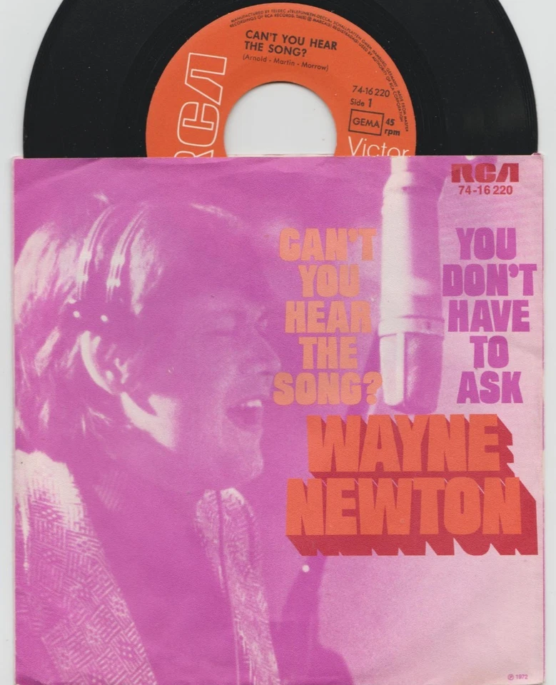 Wayne Newton ‎– Can't You Hear The Song? 45 RECORD GERMAN IMPORT WITH PIC SLEEVE - Image 1 of 1