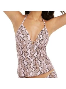 RACHEL RACHEL ROY Women's Pink Snake Print Ring Halter Tankini Swimsuit Top S - Picture 1 of 6