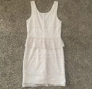 American Eagle Outfitters Off White Lace Ruffle Sleeveless Dress 8 Zip Back EUC - Picture 1 of 8