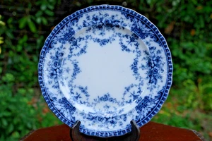 Antique S H & Sons Coronet Flow Blue Plate 26cm England 1894 Floral Victorian - Picture 1 of 5