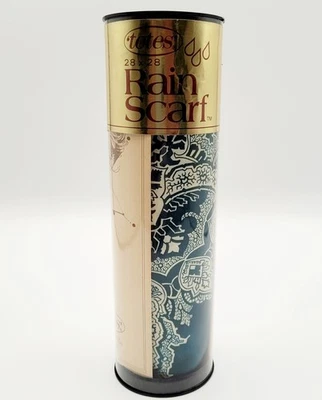 "Bufanda de lluvia repelente al agua vintage 1976 retro mod tonos blancos verde azulado 28""x28""" Foto 1 de 4