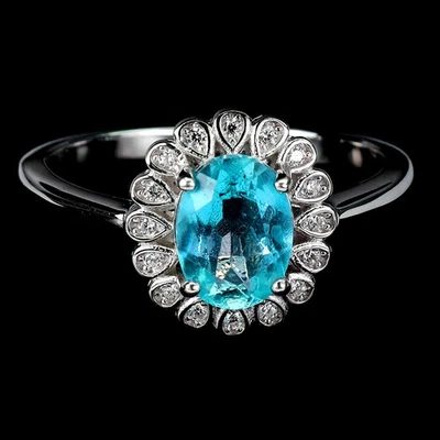 Black Friday Sterling Silver Ring Oval Paraiba Blue Topaz 8x6mm Jewelry Size 8 - Image 1 of 4