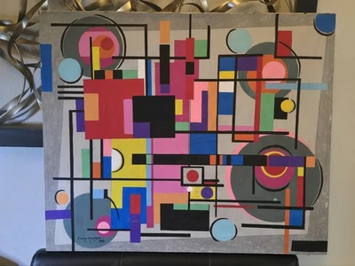 ORIGINAL Painting Acrylic on canvas .abstract geometric style. - Image 1 of 4