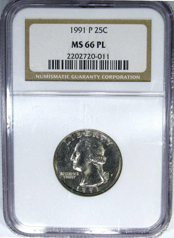 1991-P NGC MS66PL WASHINGTON ~ SCARCE POP 11/5 PROOFLIKE! - Image 1 of 4