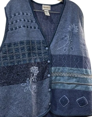 Antigo Feminino Plus 2X Colete Suéter Napa Valley Bordado com Botões Grannycore Excelente Estado Usado - Imagem 1 de 4