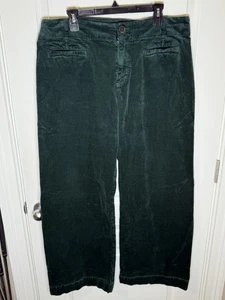 Maeve The Colette Pants Women 18 Green Corduroy Cotton Mid Rise Wide Leg Zip Fly - Picture 1 of 9