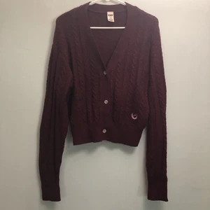 Victoria's Secret PINK Women’s Sweater Cardigan Burgundy Size Medium - Picture 1 of 8