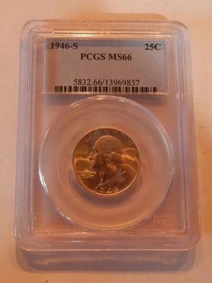 1946-S Washington Silver Quarter MS66 PCGS - Image 1 of 2