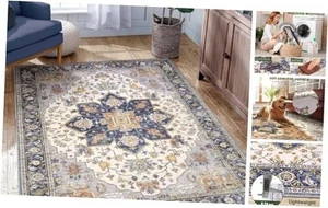 Large Area Rug for Living Room 6x9 - Vintage Washable Rugs Soft Oriental Floor - Picture 1 of 7