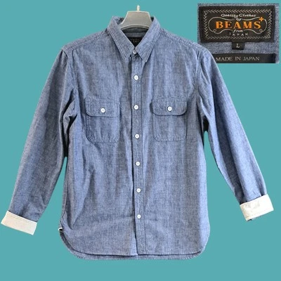 Beams Plus Work Chambray Shirt Blue Size L Made in Japan Classic Fit NWT - Image 1 of 4
