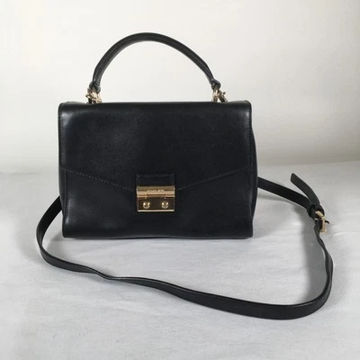 Michael Kors Sloan Black Top Handle Leather Satchel Purse Crossbody Strap - Image 1 of 4