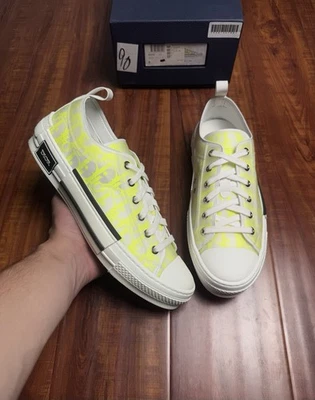 Dior B23 Low Oblique Yellow Neon Monogram Sneakers - Size 42D 9US - SHIPS ASAP - Image 1 of 4