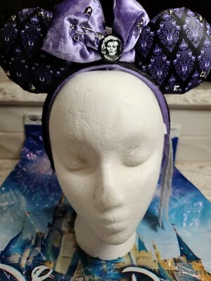 Papel pintado Mansión embrujada Disney lentejuelas negras encaje lazo oreja de Minnie diadema Foto 1 de 4