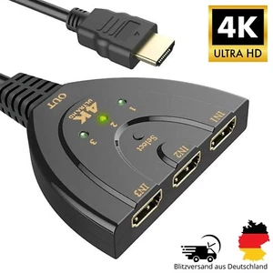 HDMI 3in1 Splitter Switch Kabel Adapter Umschalter Verteiler Hub 4K @60Hz UHD TV - Bild 1 von 7