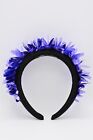 ZARA Women's Padded XL Sequin Headband Hairband Accessory Purple Beaded Black