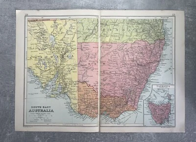 Australia: Sudeste - 1935 Mapa Coloreado Vintage Instituto Geográfico de Londres Foto 1 de 2