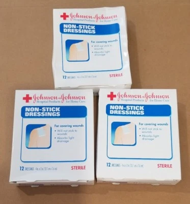 AVESTIMIENTOS ANTIADHERENTES Johnson & Johnson. 12 aderezos (LOTE DE 3) 4 pulgadas × 3 pulgadas Foto 1 de 4