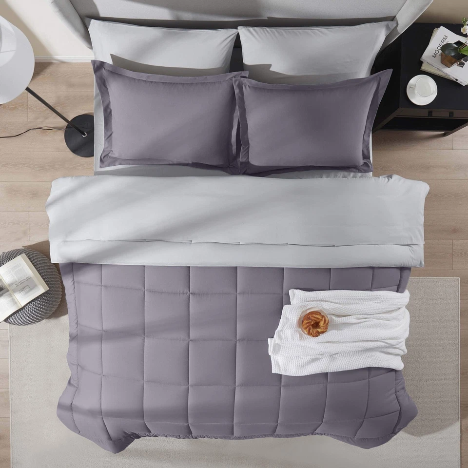 Cama reversible en bolsa de 7 piezas, juego de edredón de microfibra, ligero y transpirable Foto 1 de 4