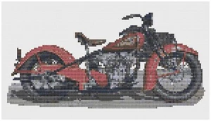 Cross Stitch Pattern by Florashell - Indian Chief Motorbike - Picture 1 of 1