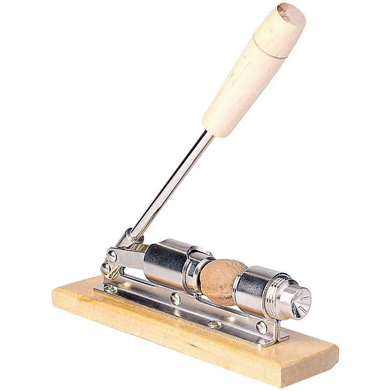 Rosenstein & Söhne Retro Design-Nussknacker aus Holz und verchromtem Stahl