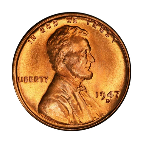 1947 D Lincoln Wheat Cent Choice BU 1c Brilliant Uncirculated OBW Superb Detail Cover