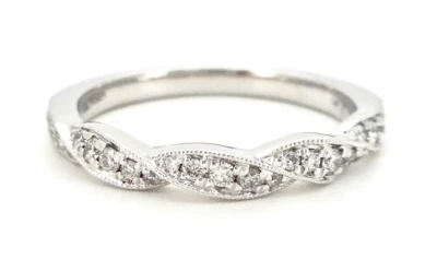 14K WHITE GOLD .25CTW ROUND DIAMOND TWIST BAND - Image 1 of 4