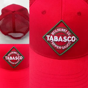 TABASCO BRAND PEPPER SAUCE RAISED LETTER BASEBALL HAT CAP LOGO RED ADJUSTABLE - Picture 1 of 12