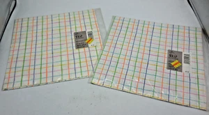 2 Vintage Hallmark Gift Wrap All Occasion NIP White with Color Checkered Strips - Picture 1 of 4