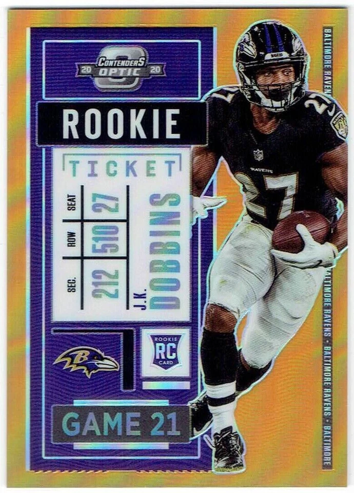 2020 Panini Contenders Optic Rookie Ticket Orange Prizm J.K. DOBBINS 74 47/50 RC - Image 1 of 1