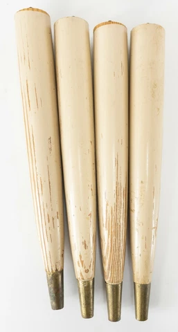 Set of 4 Vintage MCM Mid Century Modern Wood Brass Furniture Table Chair Legs Cover