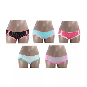 1/3x Mutandine Cotone Slip Lingerie Pizzo Pizzo Pois Maculato Knicers 8-14 8803 - Foto 1 di 9