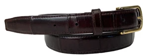 L’Aiglon Dark Mahogany Genuine Eel Skin Belt Size 38 – Exotic Glossy Leather - Picture 1 of 9