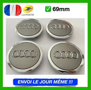 Lot de 4 Centres de roue cache moyeu Gris 69mm AUDI A3 A4 A5 A6 TT - Picture 1 of 2
