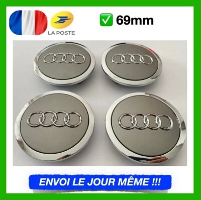 Lot de 4 Centres de roue cache moyeu Gris 69mm AUDI A3 A4 A5 A6 TT - Image 1 of 2